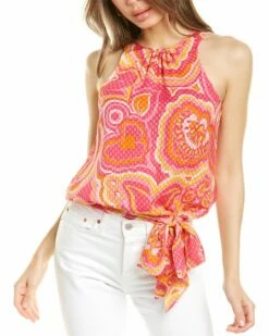Flash Sale 😉 Trina Turk ☀️ Summerland Silk-Blend Top 👩 Women Tops 🛒
