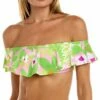 Budget 🛒 Trina Turk La Palma Off The Shoulder Ruffle Bandeau Top 👩 Women Swimwear & Coverups 😀