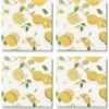 Buy 🔔 Trina Turk Lemons Set Of 4 Ceramic Coasters Home Drinkware 👏